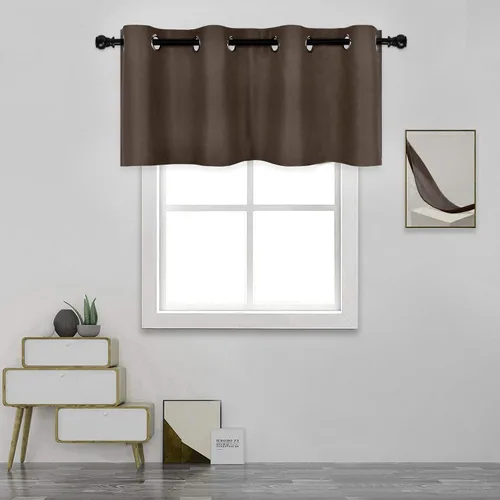 Vista 20 de DECOVSUN Cenefa de cortina opaca amarilla brillante para ventanas de cocina, cenefa opaca con ojales para dormitorio, cenefa corta y recta para sala