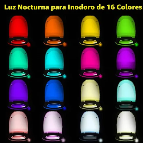 Vista 2 de Honoson 6 piezas de luz nocturna para inodoro, lámpara con sensor activado por movimiento, 16 colores cambiantes, LED en el interior de la taza