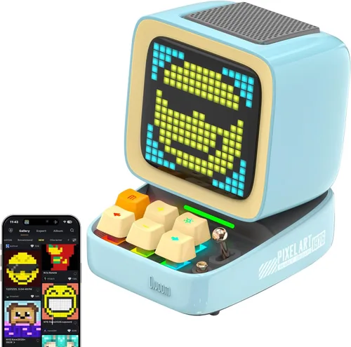 Vista 14 de Divoom Ditoo - Altavoz Bluetooth retro de arte pixelado con pantalla frontal de 16X16 LED controlada por aplicación (color negro)