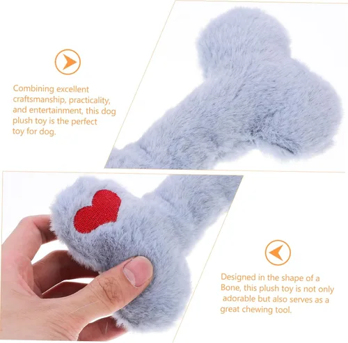 Vista 3 de ORFOFE Interactive Plush Squeaky Dog with Blue Heart Bone for Puppy Teething and Chewing Washable Sound for Dogs Stimulates Intelligence and
