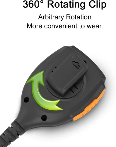 Vista 4 de Walkie Talkies Micrófono con altavoz, PTT, 2 pines tipo K, radios bidireccionales de mano, micrófono de hombro, compatible con TP80 (paquete de 1)