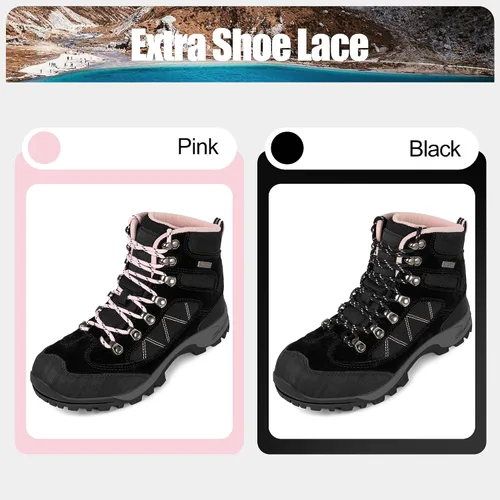 Vista 8 de R CORD Botas de senderismo para mujer, botas de senderismo impermeables, ligeras, transpirables, antideslizantes, duraderas, botas de senderismo