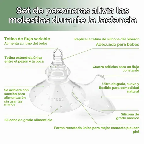 Vista 3 de haakaa Protectores de pezones para lactancia, protector de pezones de silicona para lactancia materna con estuche de transporte, 2 piezas
