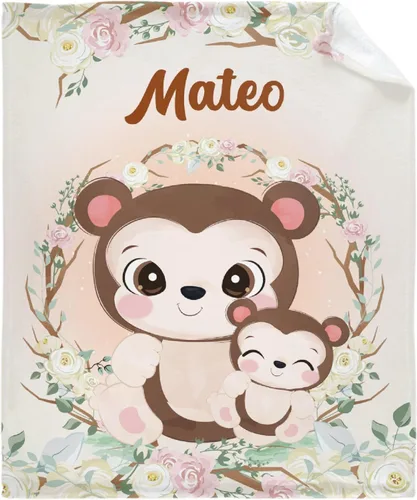 Vista 11 de Manta de franela personalizada con nombre de elefante bebé para niñas y niños, regalo divertido y significativo para todas las estaciones