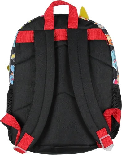 Vista 4 de Bioworld Pokemon Mochila 3D Pikachu Bulbasaur Squirtle Charmander 14" Mochila de viaje escolar para niños