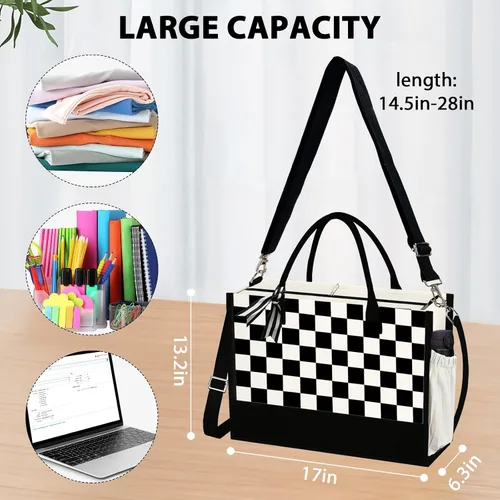 Vista 5 de Phrase Canvas Beach Bag,Zipper and Slide Pockets,Stylish Canvas Bag Shoulder Strap and Bottom Support, Office Handbag