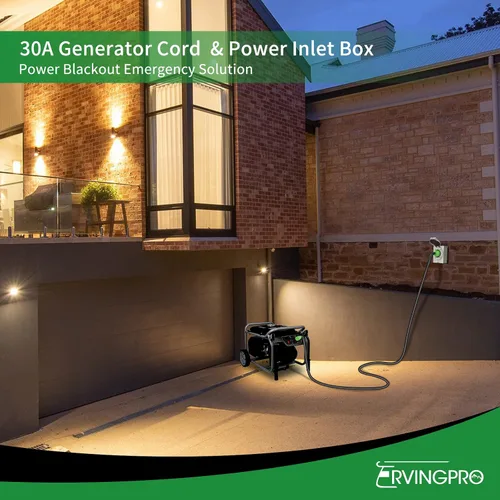 Vista 8 de Caja de entrada de generador pretaladrada de 30 amperios y cable de extensión RV de 30 amperios de 15 pies, kit combinado impermeable, cable