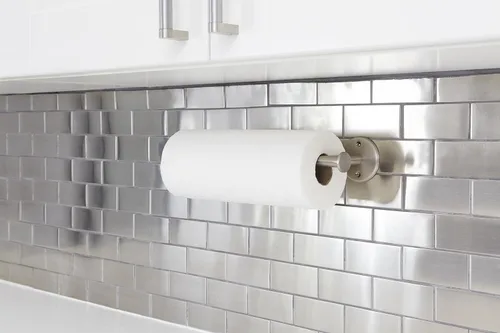 Vista 7 de Soporte de pared para toallas de papel, soporte para toallas de papel para debajo del gabinete, antioxidante, se monta en pared o gabinete, vertical