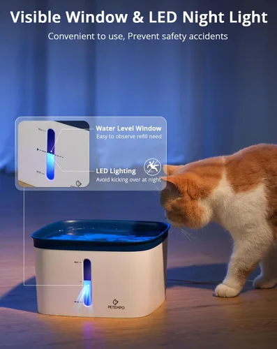 Vista 5 de Fuente de agua para gatos, fuente de agua ultra silenciosa para perros de 135 oz/4 L, diseño de vórtice de limpieza instantánea, fuente de agua