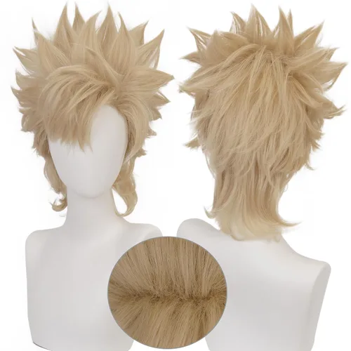 Vista 27 de Peluca de cosplay de pelo corto rizado negro para adultos, pelucas de Halloween para mujeres y hombres