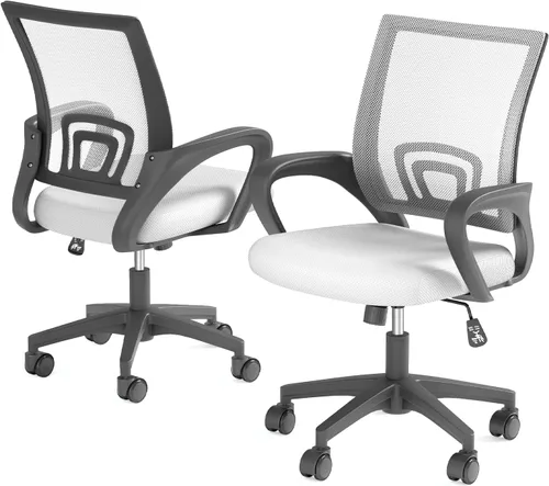 Vista 17 de Silla de oficina ergonómica, silla de escritorio de malla con respaldo medio, silla de computadora, color negro Soporte lumbar, modo oscilante