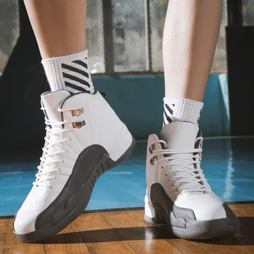 Vista 5 de MODGE Zapatos deportivos de baloncesto de caña alta para hombre, ligeros, transpirables, antideslizantes, que absorben los golpes