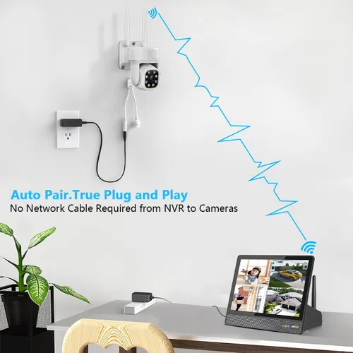 Vista 13 de (2026 Update) 5MP Wireless Security Camera 10.2" IPS Monitor 10CH NVR, Dual-Band 2.4/5.8GHz WiFi, Dual Antenna Stronger Signal 130° Wide Angle
