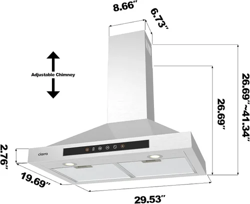 Vista 6 de CIARRA Campana extractora inteligente de 30 pulgadas con control de voz, compatible con Alexa/Google Home/Smart Life Assistant, campana