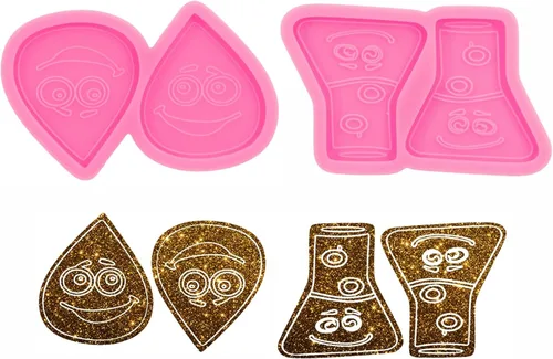 Vista 12 de Molde de silicona de resina de cabeza de animal lindo de 8 cavidades, mini conejo, corazón, caballo, robot, forma de cabeza de oso, molde