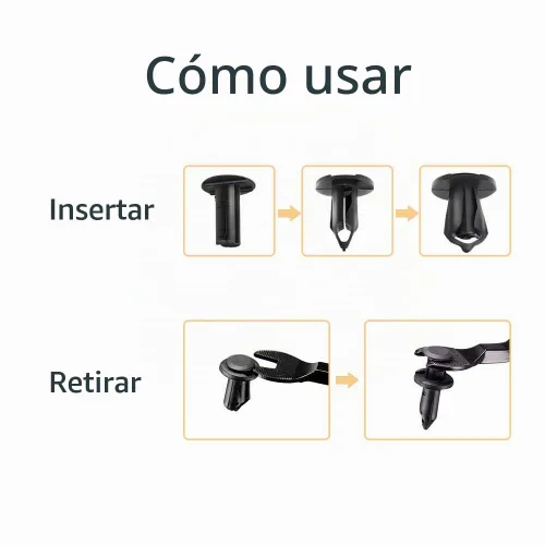 Vista 3 de KEMIMOTO 100 piezas de remaches de plástico de 8 mm para parachoques de nylon, clips para auto, sujetadores de tipo de empuje, tornillos