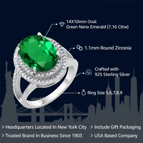 Vista 2 de Gem Stone King Anillo de piedra natal ovalada de 0.55 x 0.39 pulgadas para mujer, plata de ley 925, anillo de compromiso de boda para mujer