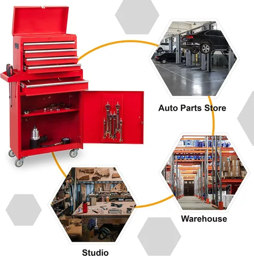 Vista 7 de ROAD DAWG ATBT1204D-Torin - Organizador de herramientas para taller de color rojo Caja de herramientas desmontable con 4 cajones con gran gabinete