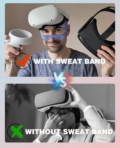 Vista 6 de TiMOVO Funda de máscara de ojos VR transpirable ajustable banda de sudor para Oculus Quest 2 VR funda de cojín para PS VR2Meta Quest ProMeta Quest