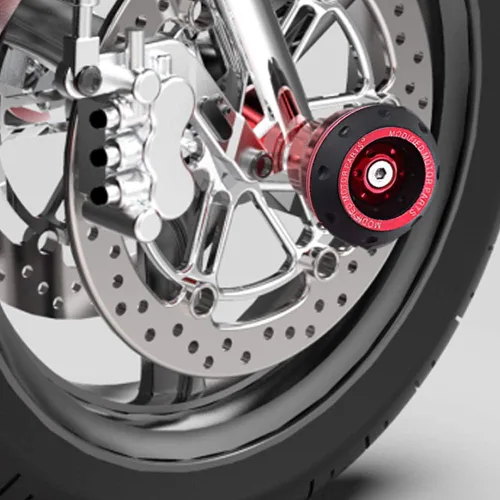 Vista 4 de Keenso - Protector de choque de rueda de aluminio CNC para la mayoría de motocicletas, motocicletas, ciclomotores, scooters (rojo)