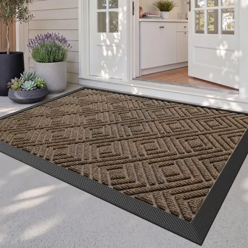 Vista 23 de DEXI Felpudo para puerta delantera, entrada exterior, 32 x 48 pulgadas Marrón