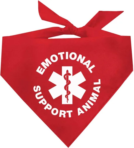 Vista 13 de Bandana para perro de apoyo emocional 100% algodón triángulo ajustable perro de servicio animal de trabajo asistencia negro, XS (209)