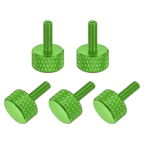 Vista 101 de MECCANIXITY 5 piezas M6x14mm Tornillos de pulgar estriado de cabeza plana, pernos de rosca completa de aleación de aluminio sólido para carcasas