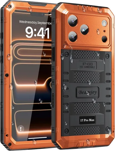 Vista 23 de Beasyjoy Funda impermeable para iPhone 13, funda de metal con protector de pantalla integrado, resistente protección de cuerpo completo, grado