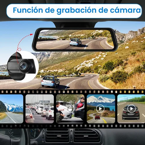 Vista 5 de Cámara de respaldo con espejo retrovisor de 2.5 K, cámara de respaldo inteligente en espejo de 9.66 pulgadas, pantalla táctil IPS frontal y trasera