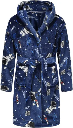 Vista 2 de Albornoces para niños y niñas, batas de baño con capucha para niños, batas de franela suave, ropa de dormir, regalo para niños y niñas