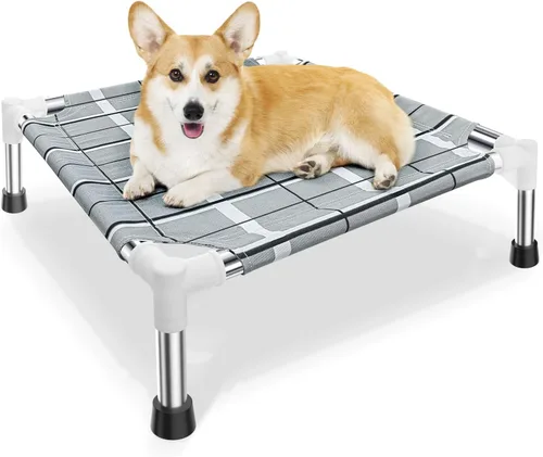 Vista 10 de Cama elevada para perros con cojín, camas elevadas de enfriamiento para perros al aire libre