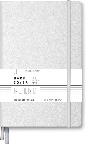 Vista 18 de Minimalism Art, Premium Hard Cover Notebook Journal, X-Large Size, Master A4 8.3" x 11.4", 186 Numbered Pages, Gusseted Pocket, Ribbon Bookmark