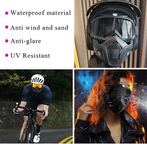 Vista 6 de DXNQ Gafas de motocross a prueba de polvo, gafas para casco de motocicleta, ATV anti-UV, máscara facial para jóvenes, hombres y mujeres (coloridos)