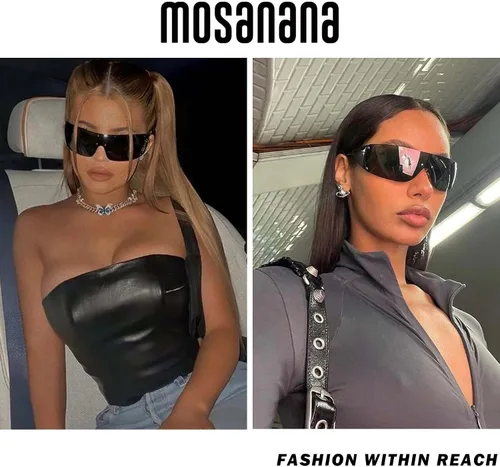 Vista 3 de mosanana Y2K - Gafas de sol envolventes para mujeres y hombres, mod. VOLVER