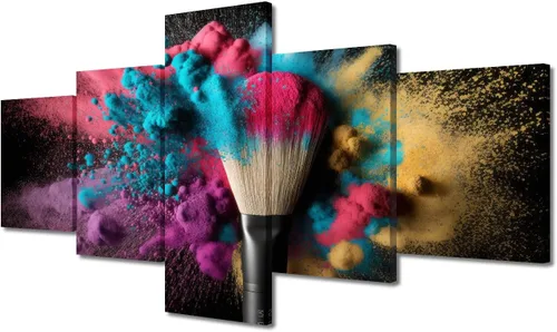 Vista 54 de Póster abstracto de labios de niña, cuadros dorados sobre lienzo, arte de pared, hermosos pósteres e impresiones en lienzo de 5 piezas, arte