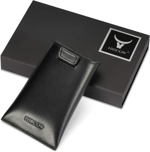 Vista 8 de HISCOW Tarjetero con solapa para dispensar tarjetas - piel de becerro italiana (negro)