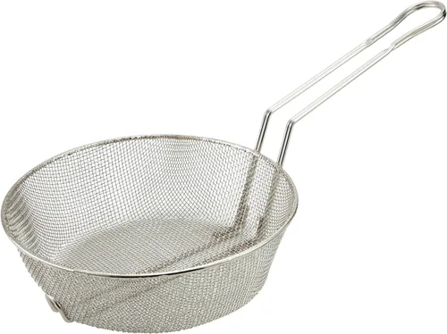 Vista 2 de Winco - Cesta culinaria de acero de 8 pulgadas, niquelada, malla mediana Malla mediana, servicio de restaurante, ideal para entradas, ensaladas