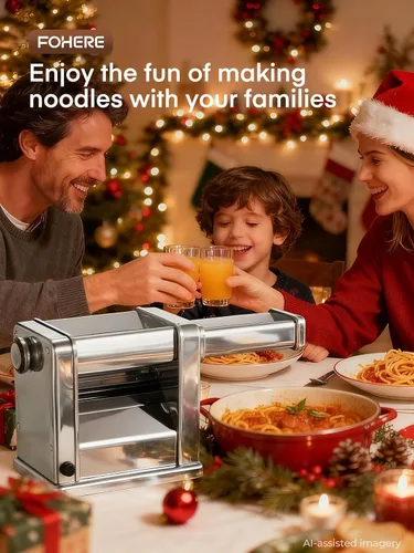 Vista 8 de FOHERE Máquina eléctrica para hacer pasta, fabricante de fideos de grosor ajustable para espaguetis, fettuccine, lasaña y albóndigas