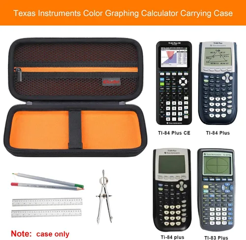 Vista 2 de Elonbo Funda de transporte para calculadora gráfica a color Texas Instruments TI-84 Plus CE/TI-84 Plus/TI-83 Plus/TI-83 Plus CE, bolsillo de malla