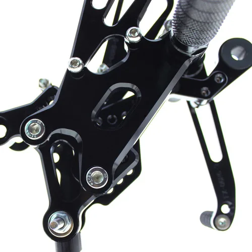 Vista 4 de Reposapiés de motocicleta ajustable de aluminio para Yamaha YZF R6 2006 2007 2008 2009 2010 2011 2012 2013 2014 (negro)