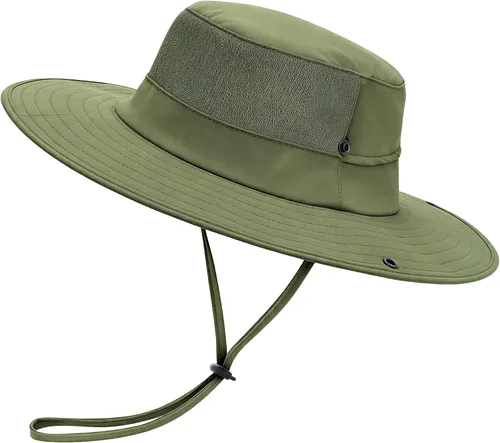 Vista 14 de Cooling Sun Bucket Hat, UPF 50+ Wide Brim Boonie Hat with Ponytail Hole 01 Gris claro