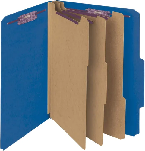 Vista 8 de Smead Carpeta de archivos de clasificación de cartón prensado con sujetadores SafeSHIELD, 3 divisores, expansión de 3 pulgadas, tamaño legal, azul