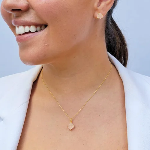 Vista 28 de Aretes de piedra preciosa natural en bruto con oro amarillo sobre plata de ley 925, 6 a 0.276 in, regalo de piedra de nacimiento de calidad genuina