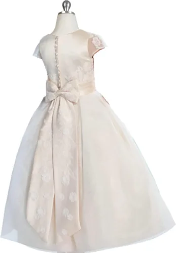 Vista 2 de Vestidos de niña de las flores de la boda de los niños apliques de tul con lazo