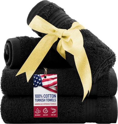 Vista 31 de Juego de toallas American Veteran Towel, de lujo, 6 piezas de algodón 100 % turco para máxima suavidad y absorción, para hotel y spa