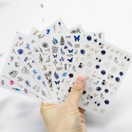 Vista 6 de Calcomanías de arte de uñas de flores, calcomanías de uñas de mariposa con encanto, calcomanías de uñas de primavera y verano, calcomanías de uñas