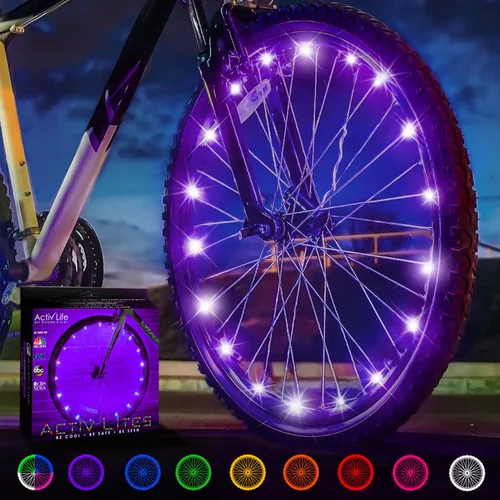 Vista 11 de Activ Life Luces LED para rueda de bicicleta con pilas incluidas. Obtén 100% más brillantes y visibles desde todos los ángulos para la máxima