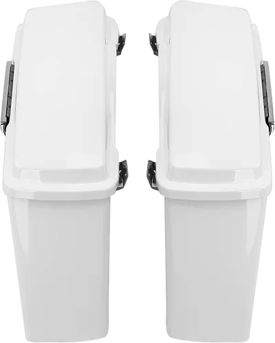 Vista 4 de Alforjas rígidas con soportes de conversión cromados para Harley Davidson 1984-2017 Softail Modelos FLST FLSTC FLSTF FLSTN FLSTS modelos Blanco