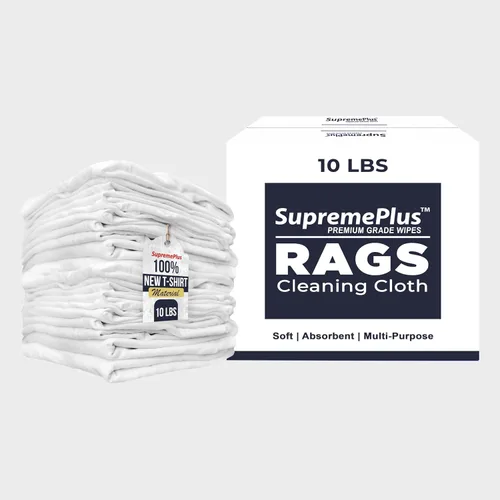 Vista 15 de Tejido Blanco Premium (Palé de 600 libras - Caja de 60x10 libras de Trapos) Trapos de Limpieza de Tela de Camiseta de Algodón - Paños de Limpieza