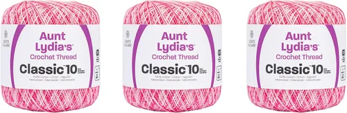 Vista 4 de Aunt Lydia Classic Crochet - 3 unidades de 350y/1,049.9 ft - Natural Tamaño 10 3 capas 100% algodón mercerizado hilo de ganchillo para tapetes